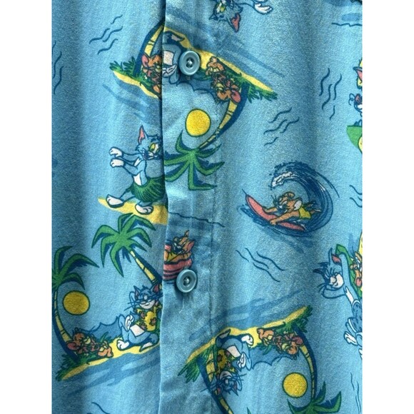 Tom & Jerry Hawaiian Aloha Mens Shirt Rayon Size XL - Picture 2 of 7